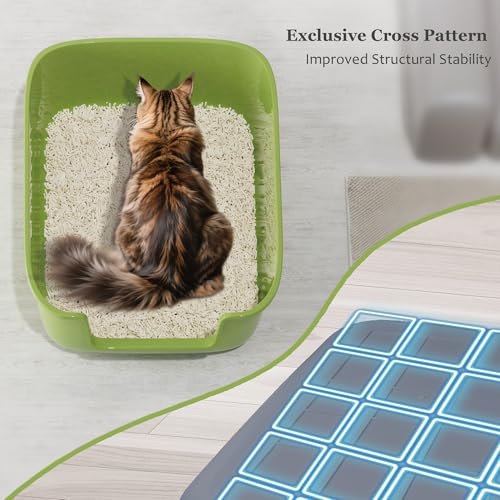Large Cat Litter Box High Sided Entry Cat Litter Pan 50 x 40 x 22 CM (White)