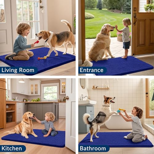 Dog Door Mat for Muddy Paws 48x30 (Navy Blue / 48"X30")