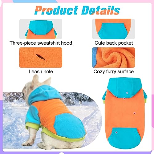 Fleece Dog Hoodie Sweatershirt with Pocket and Leash Hole (Large / Orange)