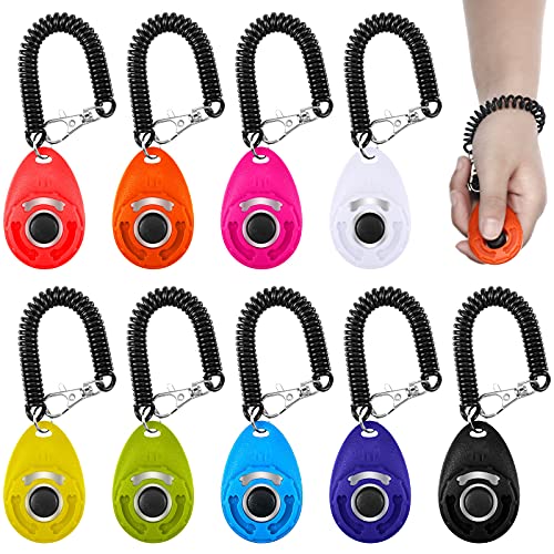 9 Pieces Dog Training Clicker with Wrist Strap Pet Behavioral Training Clicker for Dogs Cats Birds Horses