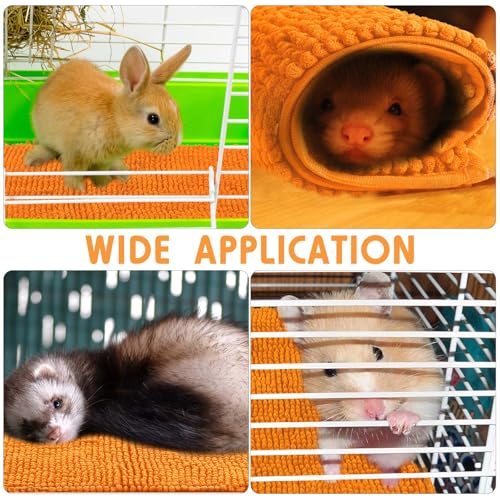 4 Pcs Guinea Pig Cage Liner (Orange / 16 x 24 Inch / Low Pile Chenille)