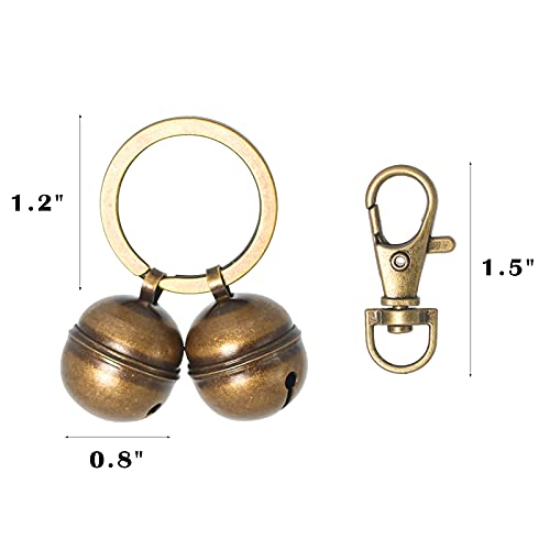 Copper Bells for Dog Collars with Snap Clips (D-ring(Fits All Dogs))