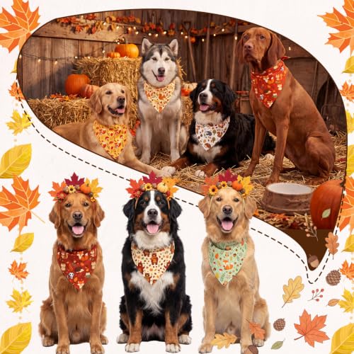 50 Pcs Fall Dog Bandanas Bulk for Autumn Pet Soft Bibs Adjustable Squirrel Fox Hedgehog Kerchief Bandana for Small Medium Large Grooming Accessories (Fall Animals / 31.5 x 21.7 x21.7 Inch)