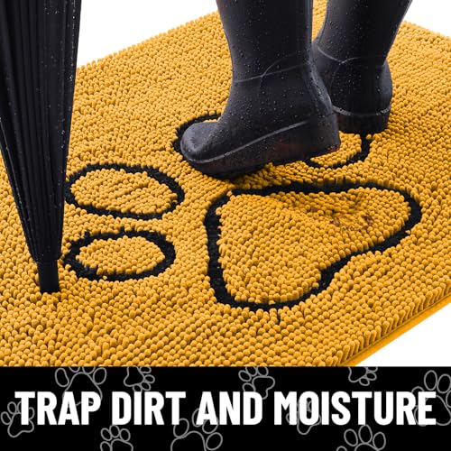 Dog Door Mat for Muddy Paws (48"X30" / Golden Yellow and Black)