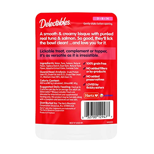 Lickable Treat Bisque Wet Cat Treat with Real Tuna & Salmon (1.4 Ounce (Pack of 12))