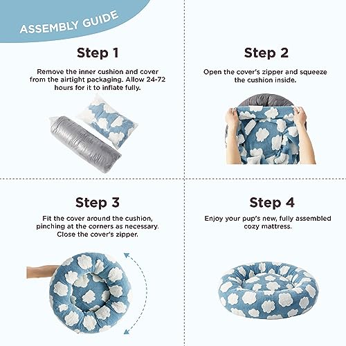 Shown on TV Jacquard Donut Cute Small Dog Beds (27.0"L x 27.0"W x 8.0"Th / Cozy Clouds Blue)