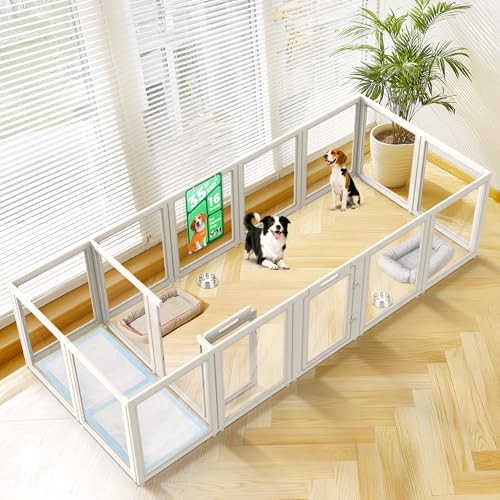 AuraSpace Clear Acrylic Indoor Dog Playpen (White / 35"H)