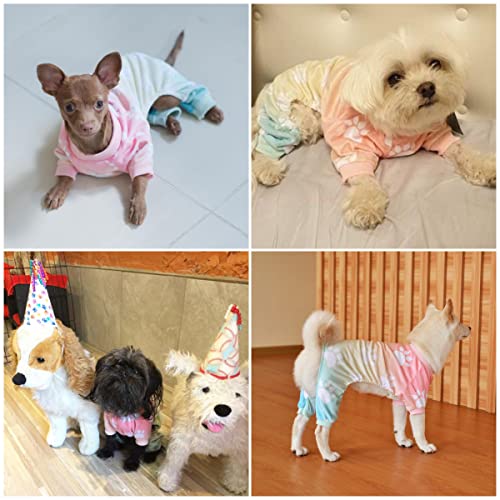 Small Dogs Outfit Soft Puppy Onesies Pjs Dog Pajamas Pet Coat Cat Apparel Comfy Doggie Jumpsuit Bodysuit for All Seasons (A05-Gradient footie / X-Small)