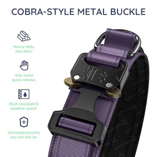 Premium Tactical Dog Collar (Purple / L: Fits Neck 17.5"-21.5")