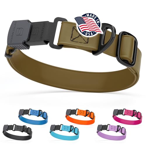 Biothane Waterproof Dog Collar with Herm Sprenger Black Stainless Steel Quick Release Buckle (W 3/4" x L 12"-19" / Coyote Brown)
