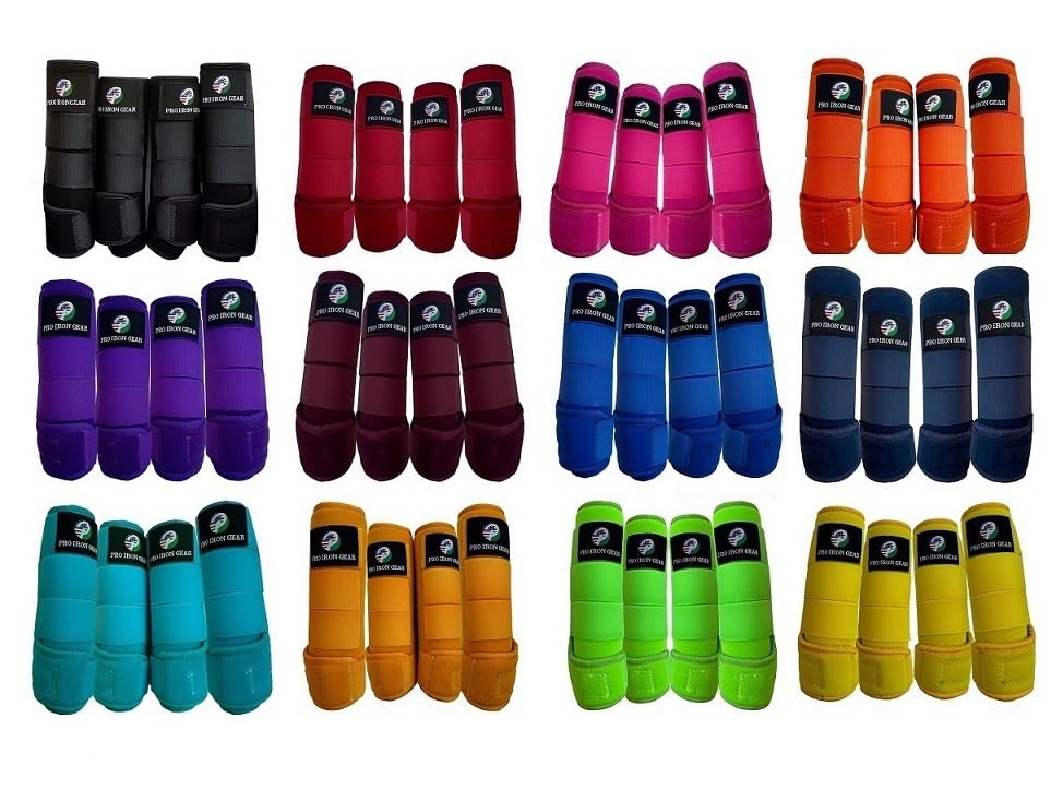 Horse Medicine Brushing Boots Leg Wraps Protection Gear Set of 2 and Set of 4 in 14 Colors (X-Large / ROYAL BLUE (SET OF 4))