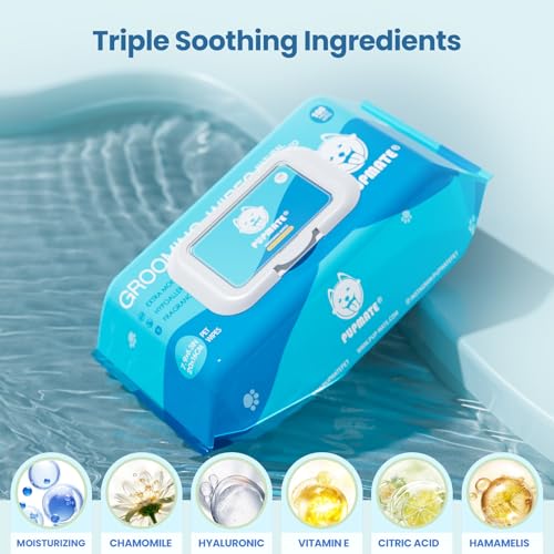 Natural Pet Grooming Wipes (2 Packs with Lid-200 counts)