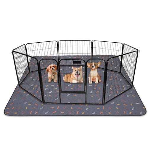 Washable Pee Pads for Dogs 72"x72" (Leaves - Deep Grey / 72x72 Inch (Pack of 1))