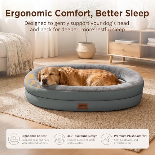 Waterproof Orthopedic Dog Bed for Extra Large Dogs (Grey / 48"L x 35"W x 7.5"Th)