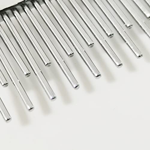 Long Hair Dog or Cat Comb Grooming with Short and Long Teeth Dematting Knots Tangles Remover Combs Detangler Tool Suitable for Dogs Cats Poodle HorseStainless Steel Pin (Blue)