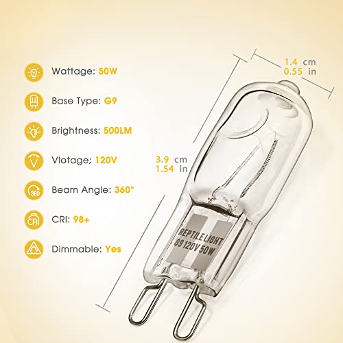 G9 Heat Lamp Bulbs for Reptile Mini Reptile Light Warm 50W 2 Pack (Warm Bulb / 2 Pack)