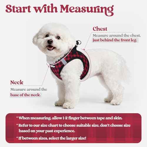 Dog Harness Small Sized and Leash Set (Red Check / Xs (chest: 13.3 - 15.5"))