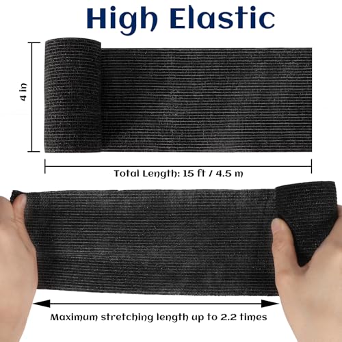 Elastic Self Adhesive Bandage Wrap 4 Inch (4 Inch-24 Count Black)