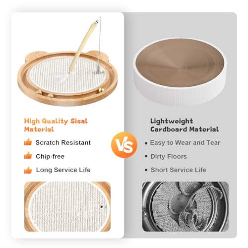 Cat Scratcher Toys Natural Sisal Pad Kitten Interactive Ball Track (Light Gold)