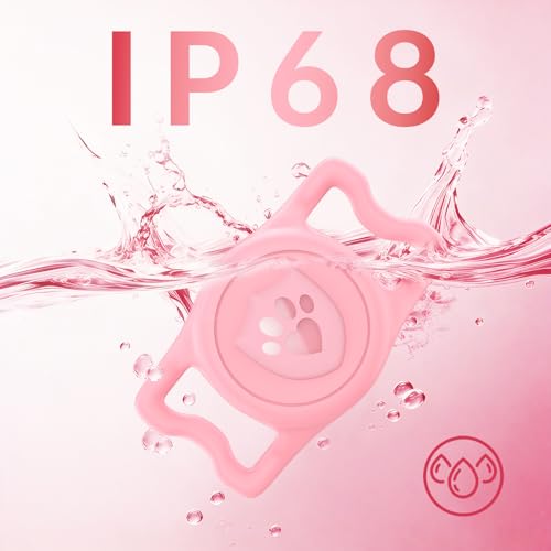 IP68 Waterproof AirTag Holder for Dog Collar (Black&Pink)