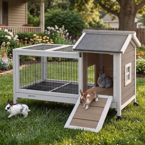 Indoor Rabbit Cage for 1 (Brown / 40.7" x 22.8" x 28.6")