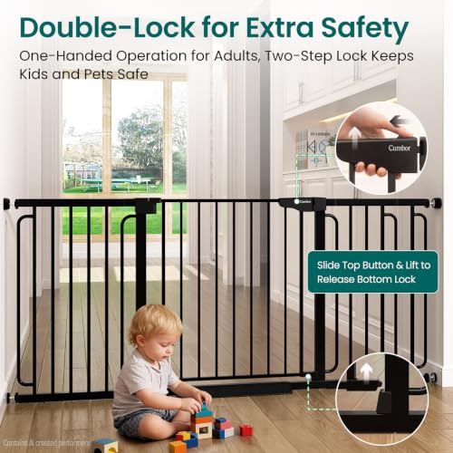 Extra Wide Baby Gate (Black / 36.6"-69" W x 30.5" H)