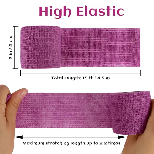 24 Rolls Elastic Self Adhesive Bandage Wrap 2 Inch (2 Inch-24 Count Purple)