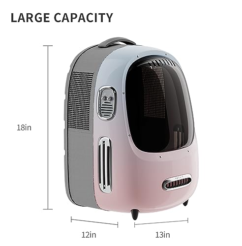 Cat Backpack Carrier for Kitty Small Dog with Inbuilt Fan & Light (Pink)