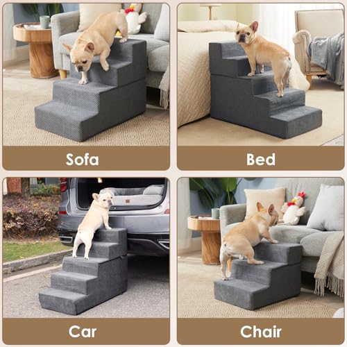 Dog Stairs for High Bed 22.5" H (Grey / Standard 15.7" x 30" x 22.5")