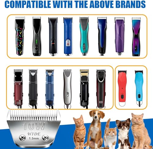 10W Wide Blade Grooming Clipper Blades for Andis (Silver/10W)