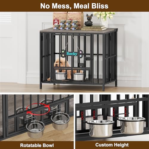 27" Foldable Dog Crate Furniture (Oak Grey / 27.6"L x 20.5"W x 23.6"H)