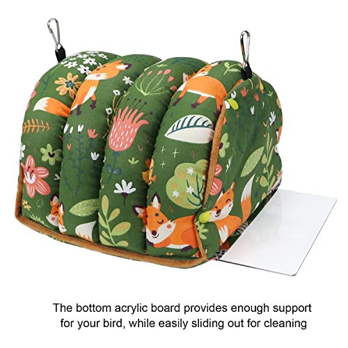 Bird Nest House Winter Warm Snuggle Hut Bird Bed Hanging Hammock for Parrots Budgies Parakeets Caique Senegal Cockatiels Conures (Large / Green)