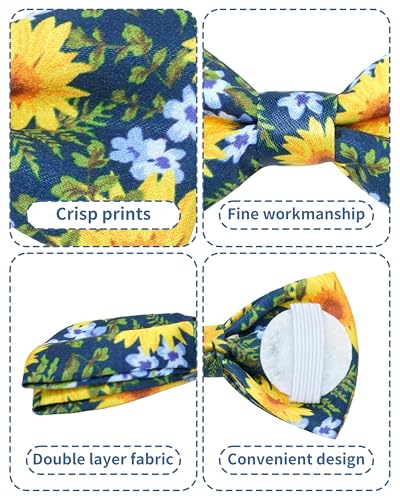 10 Pack Floral Dog Bowties for Small Dogs Sliding on Collar (S/M)