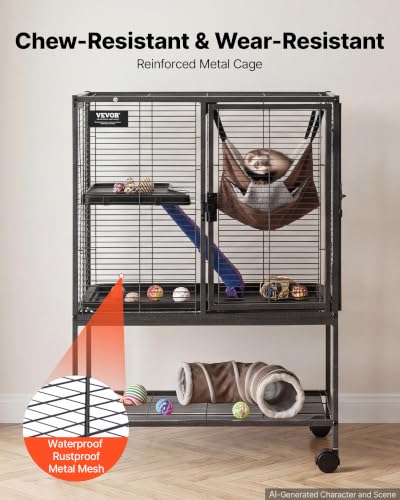 Metal Small Animal Cage 34.06"H 2 (24.0"L x 17.3"W x 34.1"H)