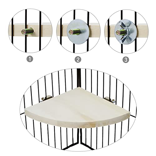 Bird Perch Stand 2 Pack Wooden Platform Corner Ledge for Budgies Cockatiels Conures African Greys Rats Gerbils Chinchillas Squirrels