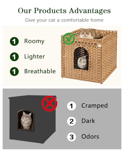 Cat Litter Box Enclosure Furniture (Natural / XL)