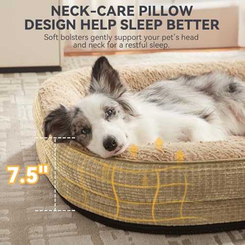 Orthopedic Dog Bed for Large Dogs (Light Brown / 35"l X 25"w X 7.0"th)