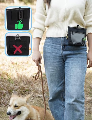 2 Cup Dog Treat Pouch with Training Clicker (C-Black/Gray)