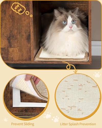 Cat Litter Box Enclosure (Rusic Brown / 31.4"L x 19.6"W x 24"H)