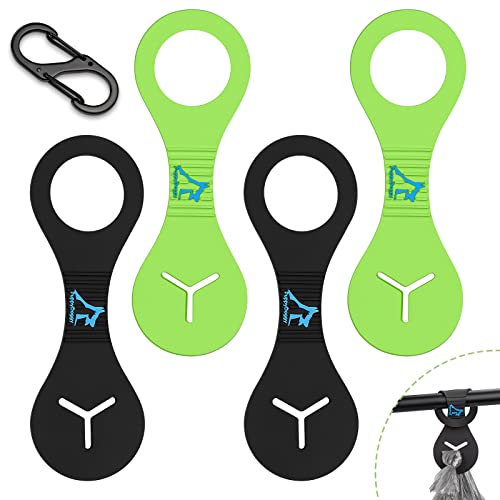 Dog Poop Bag Holder for Leash Waste Bag Carrier Dog Poop Bag Dispenser for Walking Running Bicycle Accessory 4 Pieces (Black + Green)