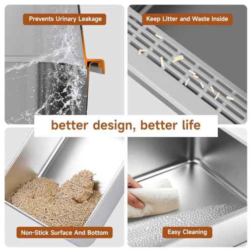 Stainless Steel XL Cat Litter Box (Grey XL)