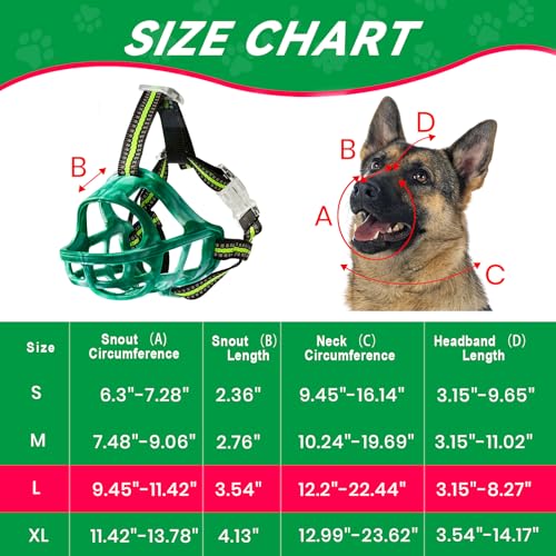 Dog Muzzle Basket Muzzle for Small Medium Large Dogs (Size L Sout(9.45"-11.42"))