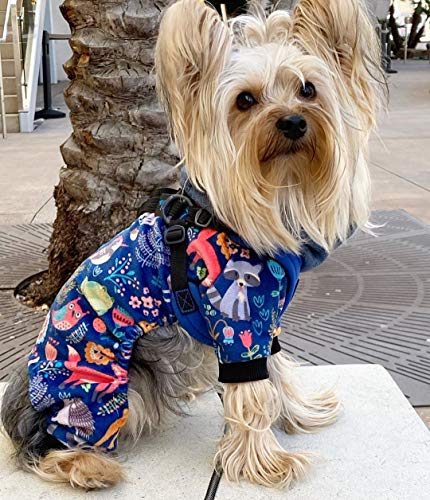 Small Dogs Outfit Soft Puppy Onesies Pjs Dog Pajamas Pet Coat Cat Apparel Comfy Doggie Jumpsuit Bodysuit for All Seasons (A06-Forest family / XX-Large)