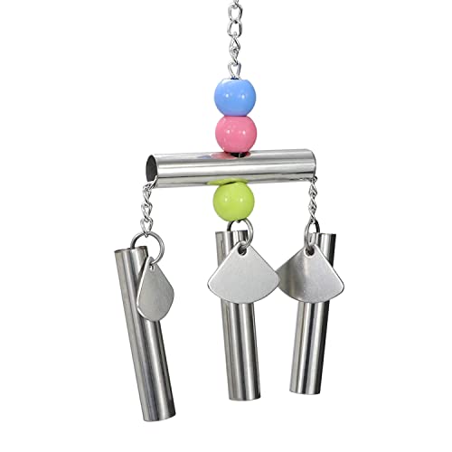 Stainless Steel Bird Bells String Toy Hanging Chew for Parrots (C (Bird Bell Toy))