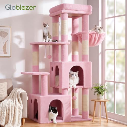 Heavy Duty Cat Trees for Big Cats Maine Coon (Pink / 61inch)
