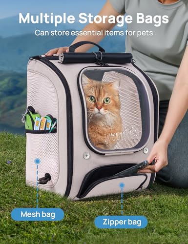 Cat Backpack Carrier (Khaki / 12.6"L x 10.2"W x 16.5"H)