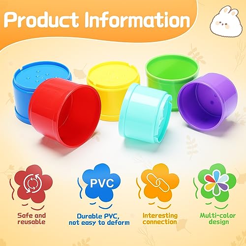 8 Pcs Stacking Cups for Bunny (Rainbow)