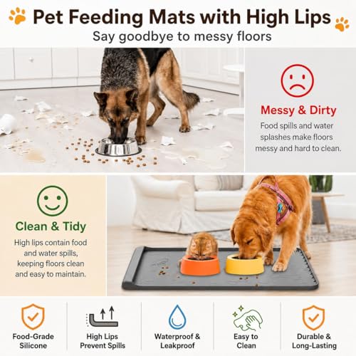 Dog Food Mat 36"x24" (Gray / 36"L x 24"W)