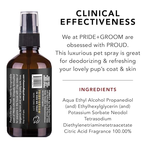 Proud Long Lasting Luxurious Dog Grooming Spray & Pet Deodorizer with Uniquely Uplifting