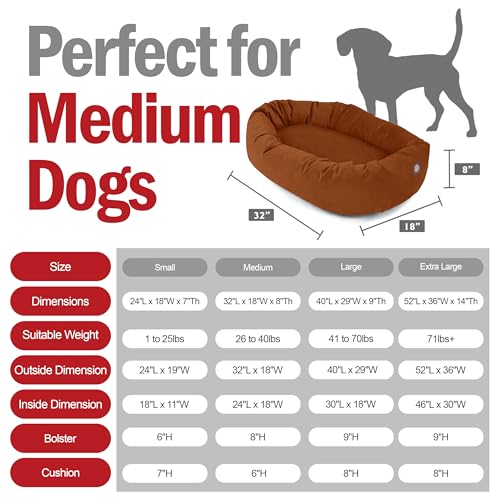 32 Inch Suede Calming Dog Bed Washable (Rust)